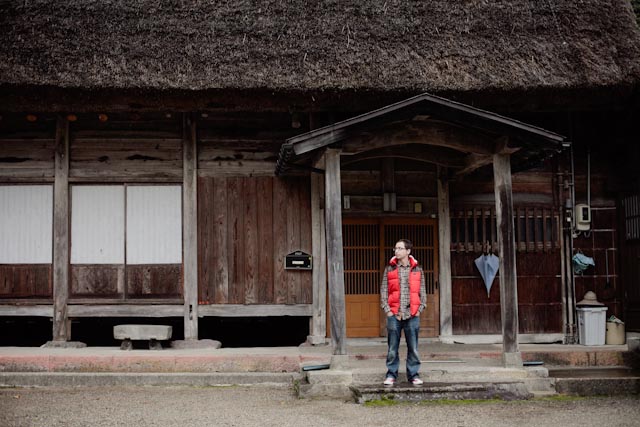 Dani at Ainokura house entrance