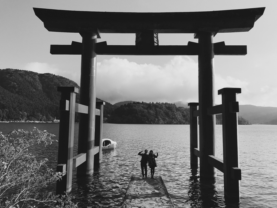 Us in Hakone by a Japanese local - The cat, you and us