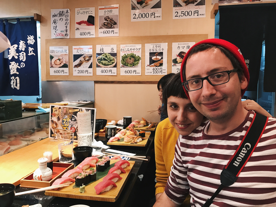 Us in Midori sushi by a Japanese local - The cat, you and us